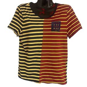 Tommy Hilfiger Women’s  Striped Academic Style Crew Neck Mixed Print Crest‎ Sz M